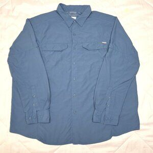 COLUMBIA Omni Shade Sun Protection 3XL Mens Fishing Vented Shirt Blue